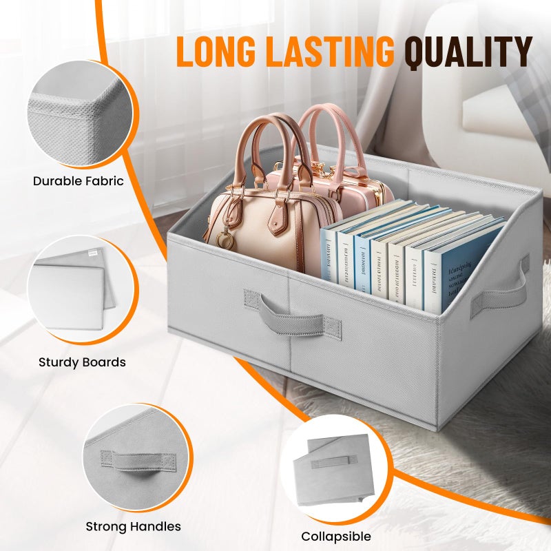 Criusia Closet Organizers Bins 6 Pack - Large Closet Shelf Organizer with Handles - Fabric Trapezoid Home Organization and Storage Baskets for Organizing Clothes Toy Blanket Towel Purse Hats - Image 5