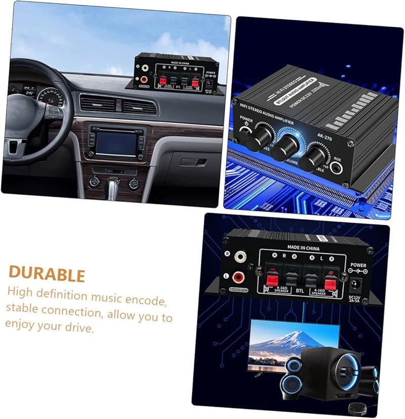 Mini Digital Audio Amplifier 12V Dual Channel Stereo Bass Treble Control Compact for Home Travel - Image 3