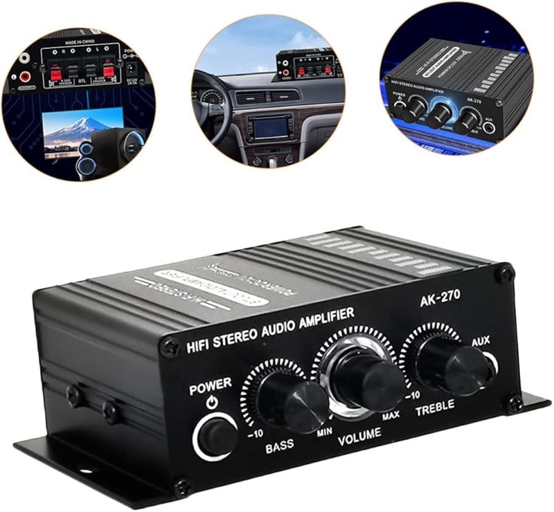 Mini Digital Audio Amplifier 12V Dual Channel Stereo Bass Treble Control Compact for Home Travel - Image 4