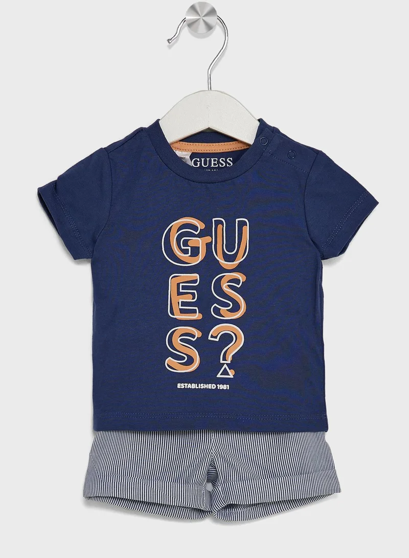 GUESS Infant Logo T-Shirt & Striped Shorts Set