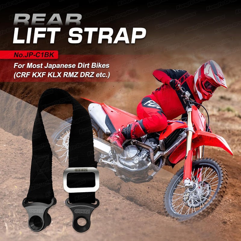 Kungfu Graphics Rear Adjustable Rescue Strap Tugger Pull Strap for Dirtbikes - Black - Image 2