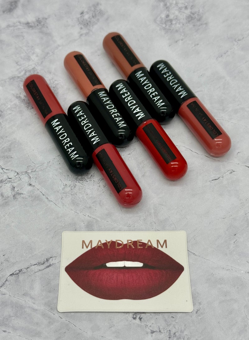 مي دريم أحمر الشفاه روج سائل ثابت مجموعة من 6 قطع - Image 1