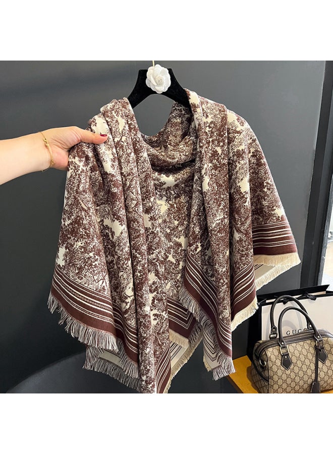 Ethnic Style Large Square Women's Travel High-end Warm Cashmere Scarf Thick Air Conditioning Tassel Shawl