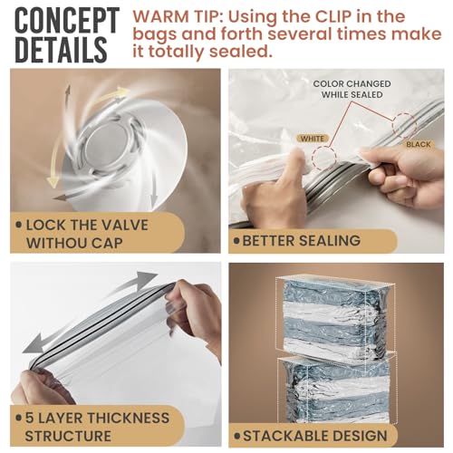 TAILI 6 Pack Vacuum Storage Bags, Jumbo Cube (31x40x15 Inch), Extra Large Vacuum Seal Bags for Clothing, Comforters, Blankets, Bedding, Closet Organization Space Saving, Cream - Image 5