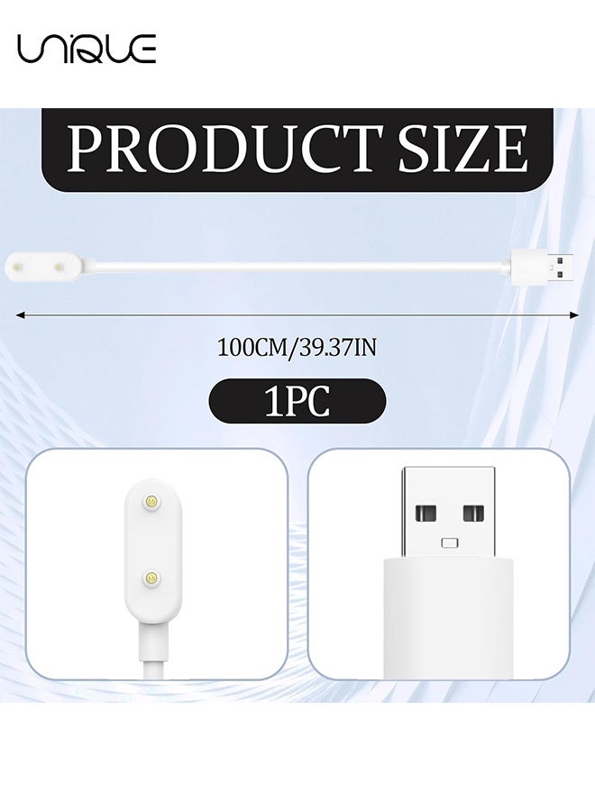 يونيك كابل شاحن منفذ USB-A بطول 1 متر متوافق مع Huawei Watch Fit / Fit 2 / Fit Mini - Huawei Band 7 / 7NFC / 6/6 Pro - Huawei 4X / 4Pro - Honor Watch ES - كابل شحن الساعة الذكية Honor Band 6 - حماية من تيار الجهد الزائد - كابل شحن عالمي للساعة الذكية - سلك شحن مغناطيسي بديل للساعة الذكية - أبيض 3.3 قدم - Image 2