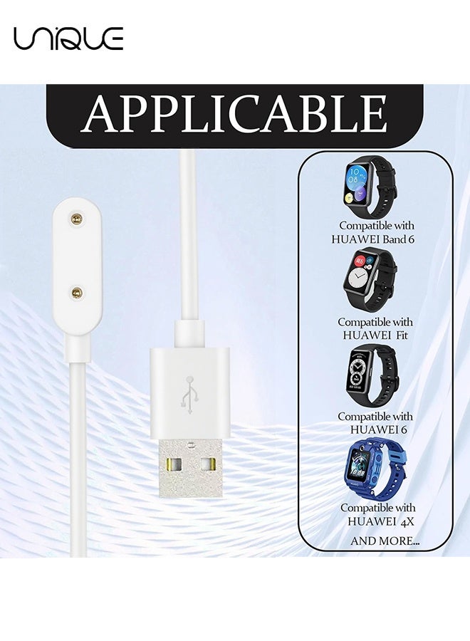 يونيك كابل شاحن منفذ USB-A بطول 1 متر متوافق مع Huawei Watch Fit / Fit 2 / Fit Mini - Huawei Band 7 / 7NFC / 6/6 Pro - Huawei 4X / 4Pro - Honor Watch ES - كابل شحن الساعة الذكية Honor Band 6 - حماية من تيار الجهد الزائد - كابل شحن عالمي للساعة الذكية - سلك شحن مغناطيسي بديل للساعة الذكية - أبيض 3.3 قدم - Image 3