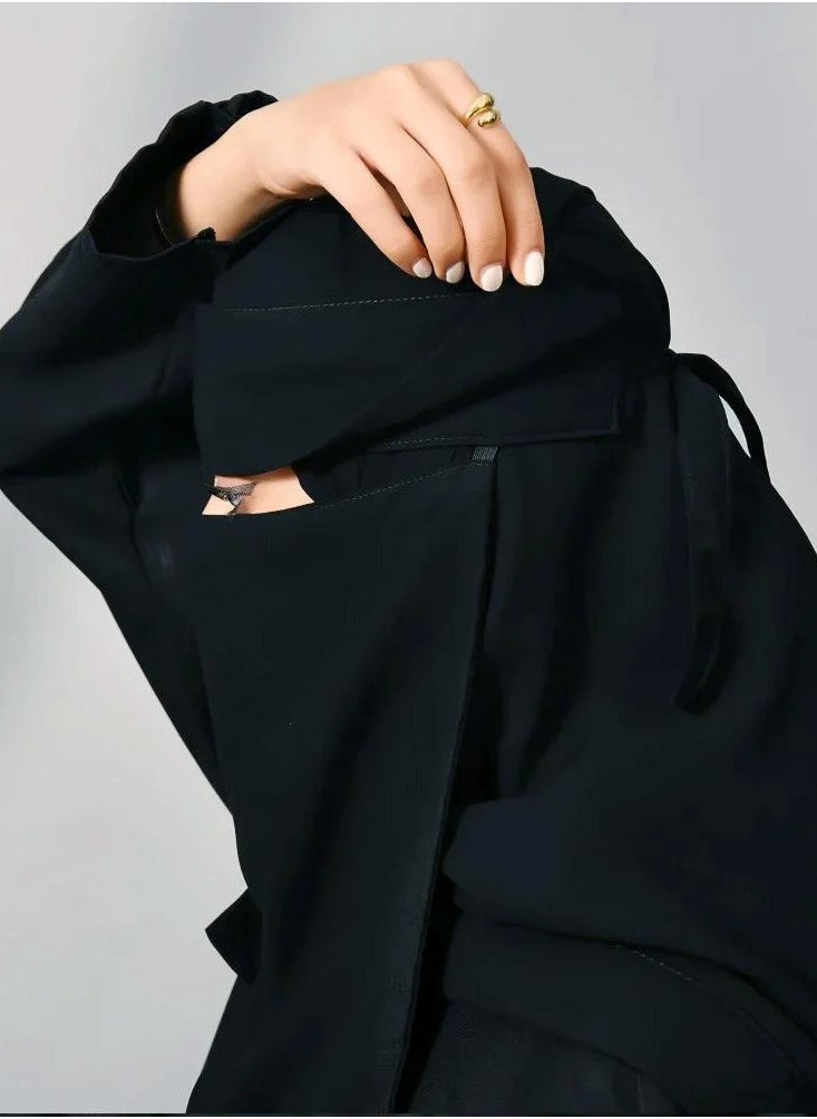 اوتليت عبايات - نقاب شمسي طويل بمطاط واحد - Image 1