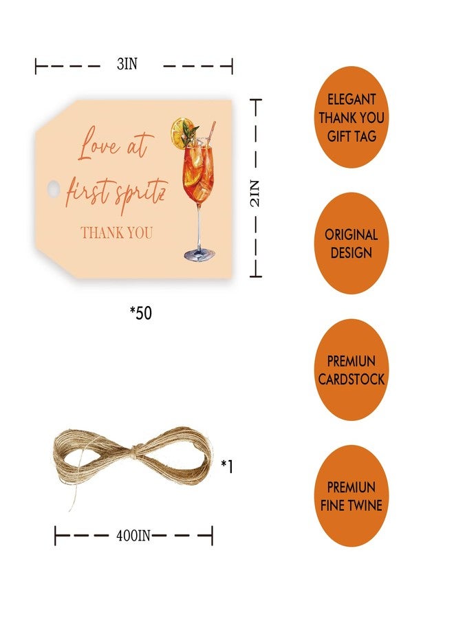 FORSHEEP 50pcs Love at First Spritz Thank You Tags, Cocktail Bridal Shower Gift Labels, Orange Citrus Thank You Paper Gift Tags for Engagement/Bachelorette Party Supplies - Image 2