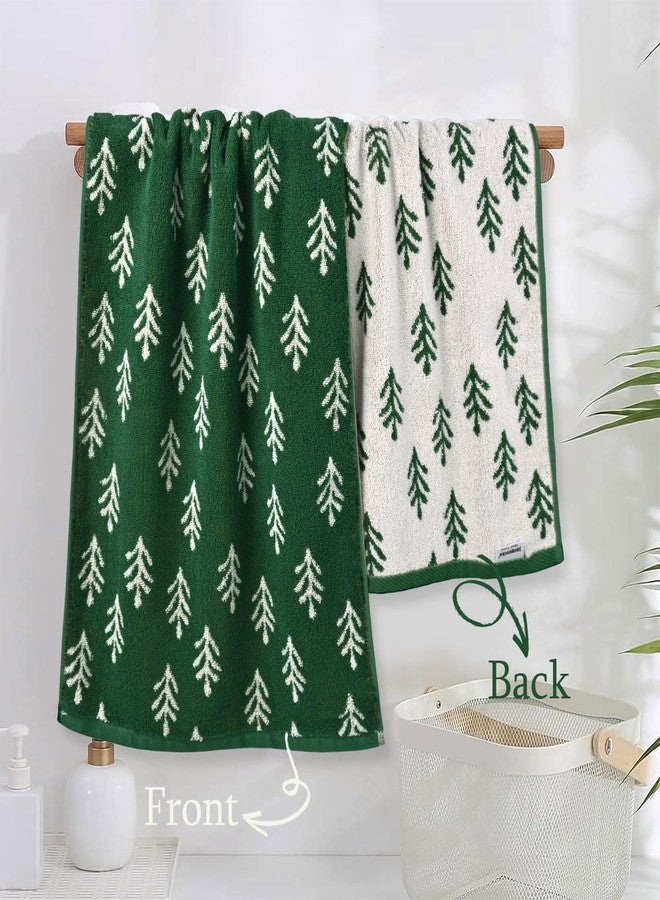 Jacquotha Green Cotton Hand Towels for Kitchen 4 Pack, Christmas Towels Bathroom Holiday Decorations Gifts with Funny Trees, Absorbent Quick Drying Towel for Hand Face Dishes 13” x 29” - Image 4