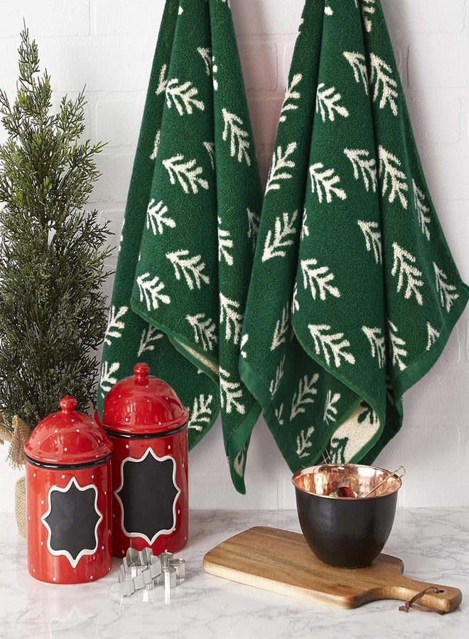 Jacquotha Green Cotton Hand Towels for Kitchen 4 Pack, Christmas Towels Bathroom Holiday Decorations Gifts with Funny Trees, Absorbent Quick Drying Towel for Hand Face Dishes 13” x 29” - Image 2