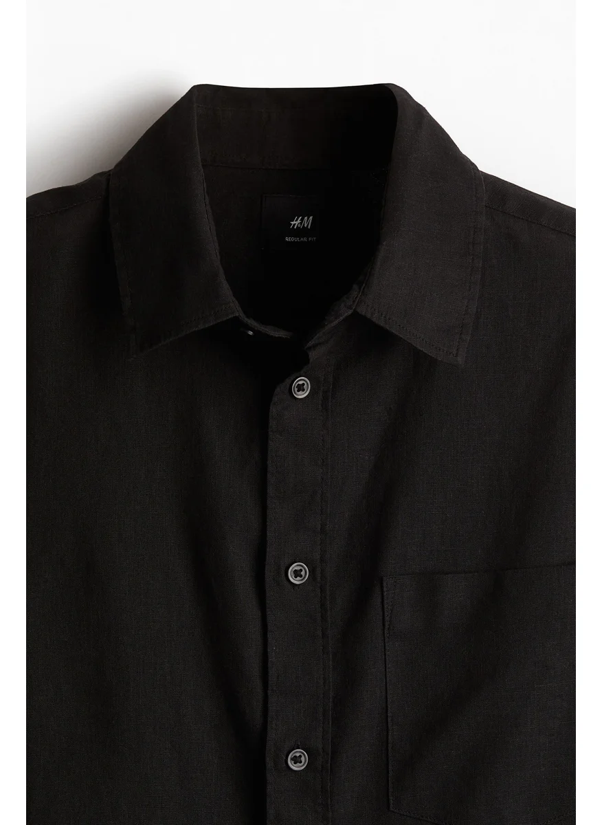 H&M Regular Fit Linen-Blend Shirt