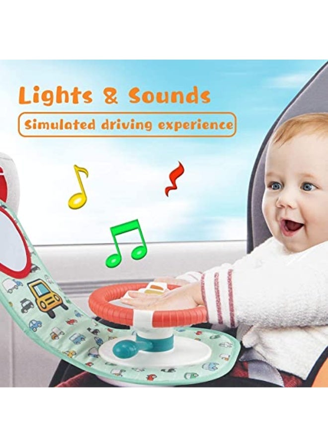 Baby Car Seat Toys for Infants,DMG Infants Steering Wheel Toys with Music, Lights, Mirror and Driving Sounds, Musical Car Wheel Toy for Infant Babies 6 to 12 Months - Image 4