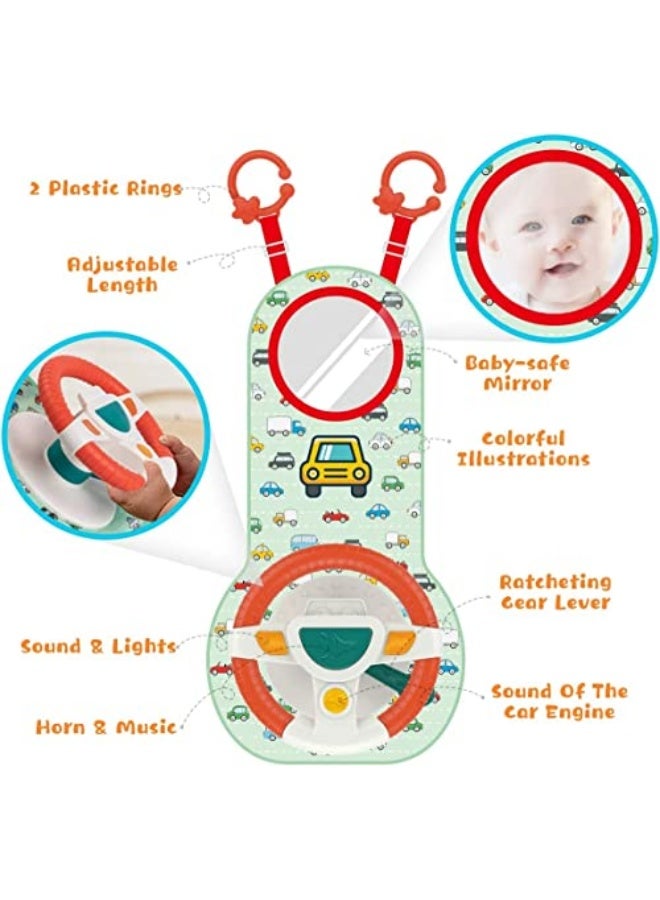 Baby Car Seat Toys for Infants,DMG Infants Steering Wheel Toys with Music, Lights, Mirror and Driving Sounds, Musical Car Wheel Toy for Infant Babies 6 to 12 Months - Image 3