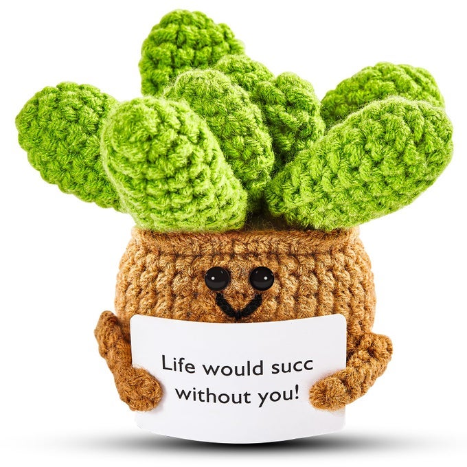 HANDMADE EMOTIONAL PICKLE GIFT CUCUMBER CROCHET DOLL INSPIRATIONAL GIFTS WITH CARDS CUTE KNITTED FUNNY SUPPORT PICKLE POTATO FRIEND BIRTHDAY POSITIVE SUCCULENT