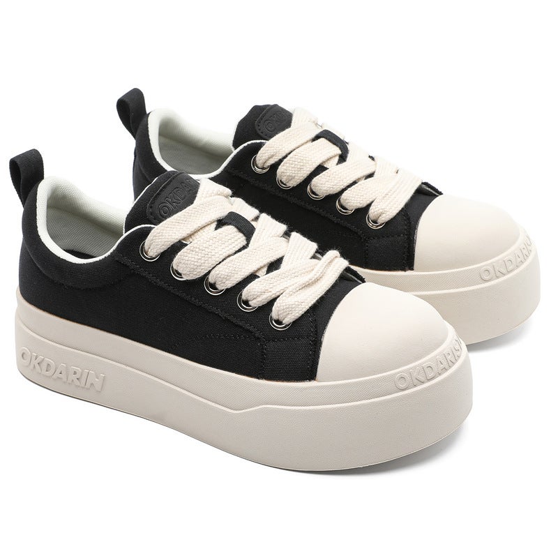 58142 Niche All-match Classic Black and White Big-toe Shoes Men''s and Women''s Ugly Cute Simple Height-increasing Casual Canvas Sneakers - Image 5