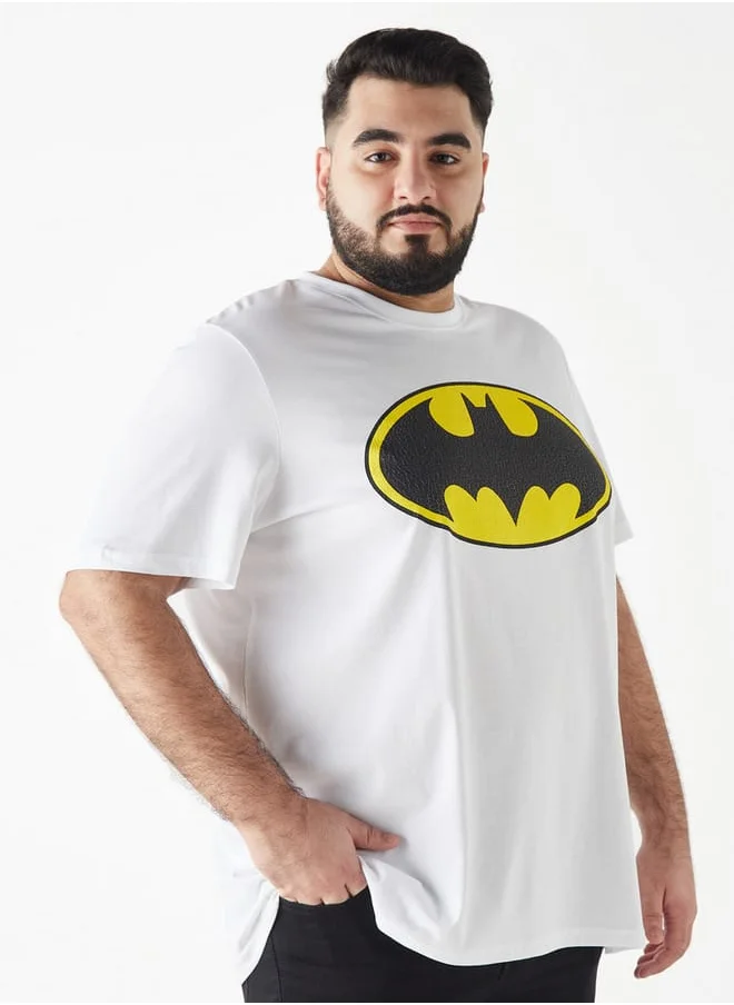 FAV Set of 2 - Plus Size Batman Print Crew Neck T-shirt with Short Sleeves