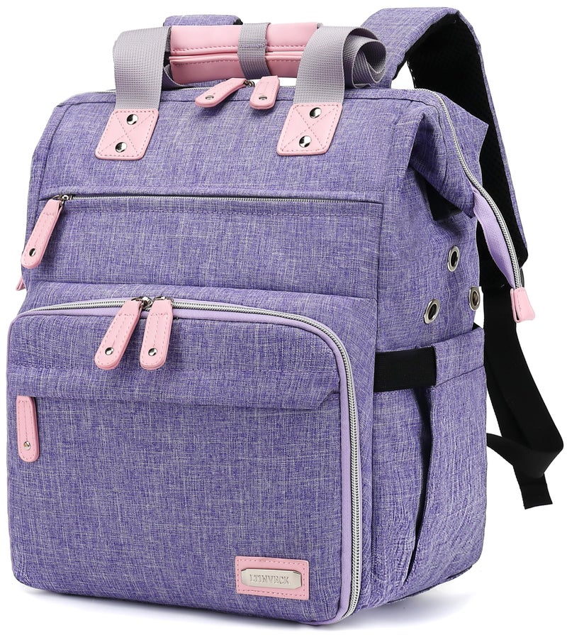 LTINVECK Knitting Bag BackpackYarn Storage Organizer Travel Crochet BagLarge Capacity Tote Bag Yarn Holder Case for Carrying Projects Knitting Needles Crochet HooksPurple - Image 2