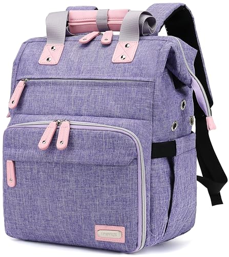 LTINVECK Knitting Bag BackpackYarn Storage Organizer Travel Crochet BagLarge Capacity Tote Bag Yarn Holder Case for Carrying Projects Knitting Needles Crochet HooksPurple - Image 1