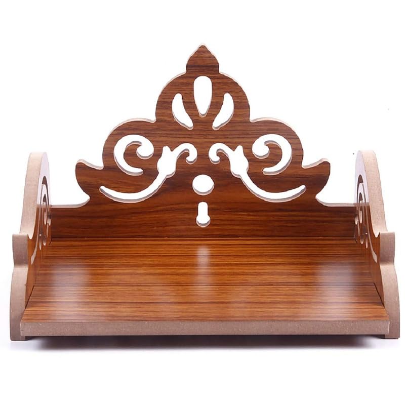 ZUPER Wood Fully Hand Crafted Carved Pattern Temple for Pooja Temple for Home and Office I Set-Top Box Stand I Wooden Stand for Puja (Brown-4) (Pack of 1) - Image 2