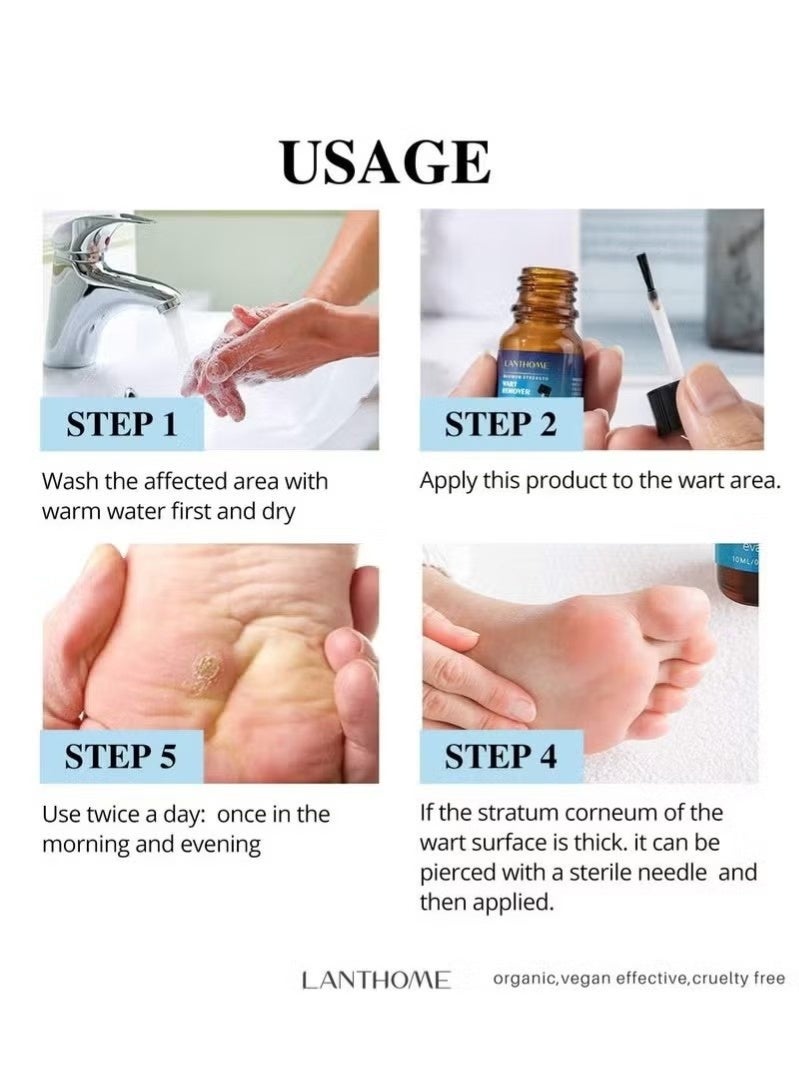 Lanthome Wart Remover, Fast Acting and Painless Skin Tag Remover Liquid, Tags and Mole Remover, Tag-Remover for Hands and Body, Wart Cream for Genital Warts, Plantar Wart, Common Wart, Corn, Flat Wart - Image 4