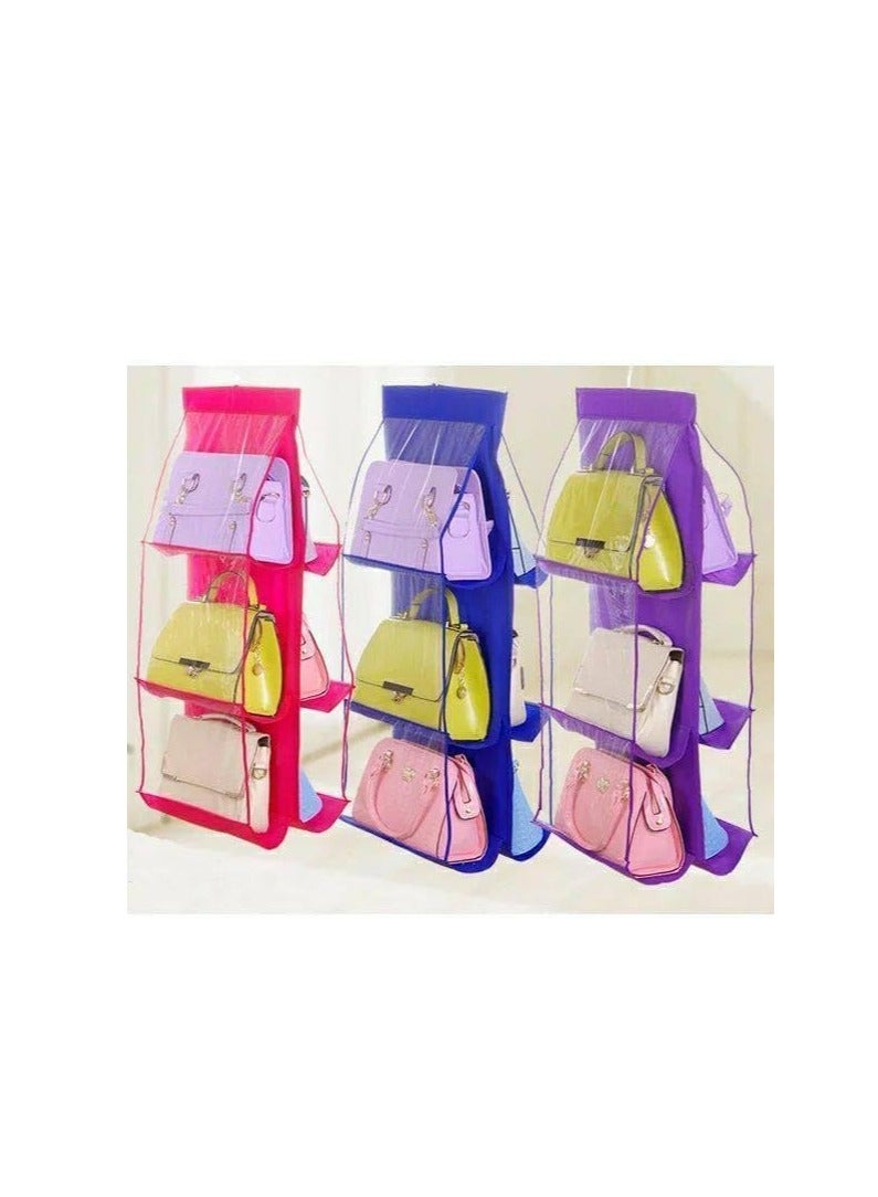 Hanging Handbag Organizer Dustproof Storage Holder for Closet with 6 Pockets - Image 2