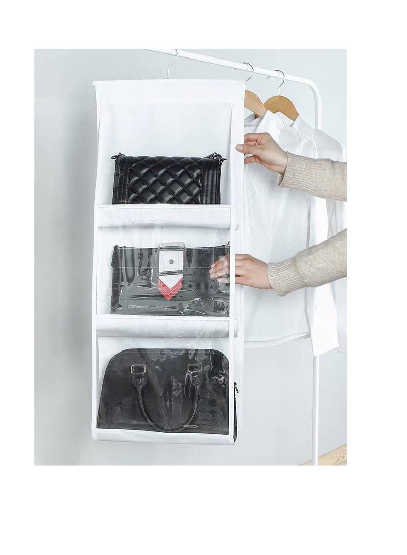 Hanging Handbag Organizer Dustproof Storage Holder for Closet with 6 Pockets - Image 3