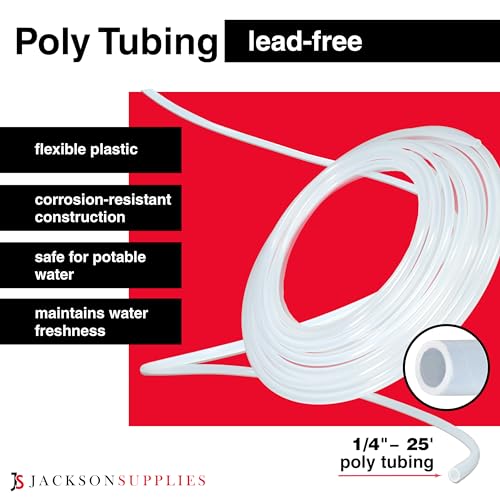 JS Jackson Supplies Ice Maker Supply Line and Humidifier Installation Kit for Refrigerators & Freezers, 1/4” x 25’ Poly Tubing, Includes Quick Connect Saddle Valve, Compression Fittings and Adapters - Image 4