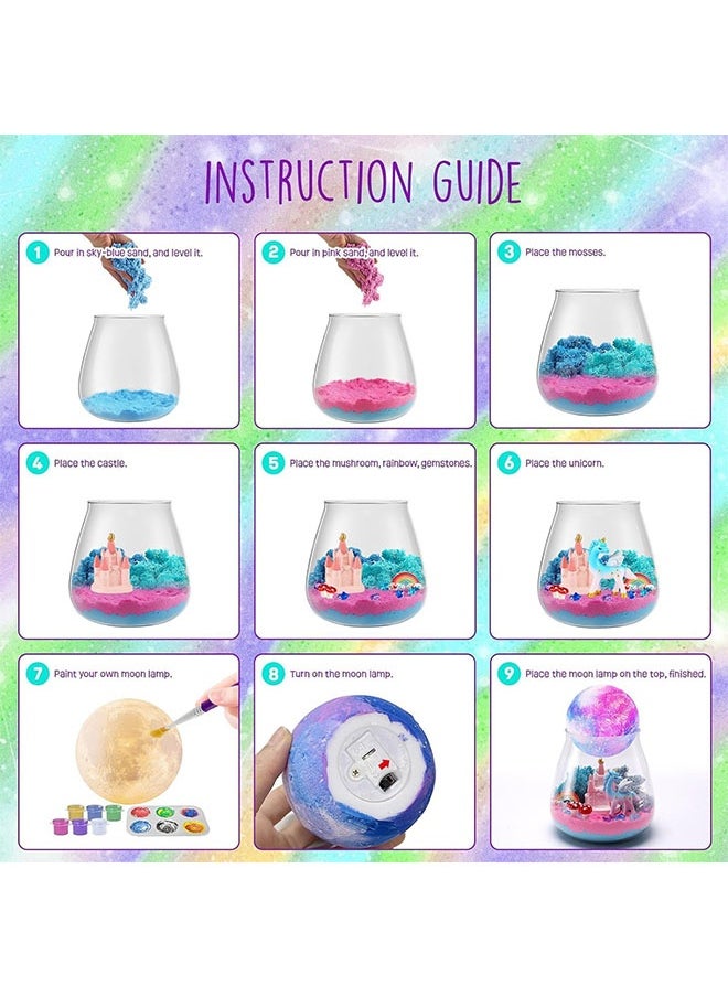 Beauenty Unicorn Gifts for Girl,Unicorn Terrarium Kit for Kids Light Up Terrarium Crafts Kit with DIY Moon Lamp, DIY Unicorn Toys for Girls, Arts and Crafts Birthday Gift for Girls Ages 4-12 Year Old  - Image 5