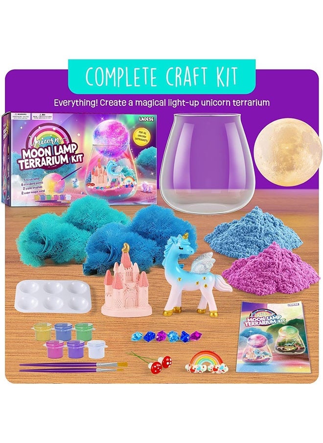 Beauenty Unicorn Gifts for Girl,Unicorn Terrarium Kit for Kids Light Up Terrarium Crafts Kit with DIY Moon Lamp, DIY Unicorn Toys for Girls, Arts and Crafts Birthday Gift for Girls Ages 4-12 Year Old  - Image 3