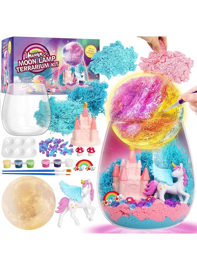 Beauenty Unicorn Gifts for Girl,Unicorn Terrarium Kit for Kids Light Up Terrarium Crafts Kit with DIY Moon Lamp, DIY Unicorn Toys for Girls, Arts and Crafts Birthday Gift for Girls Ages 4-12 Year Old  - Image 1