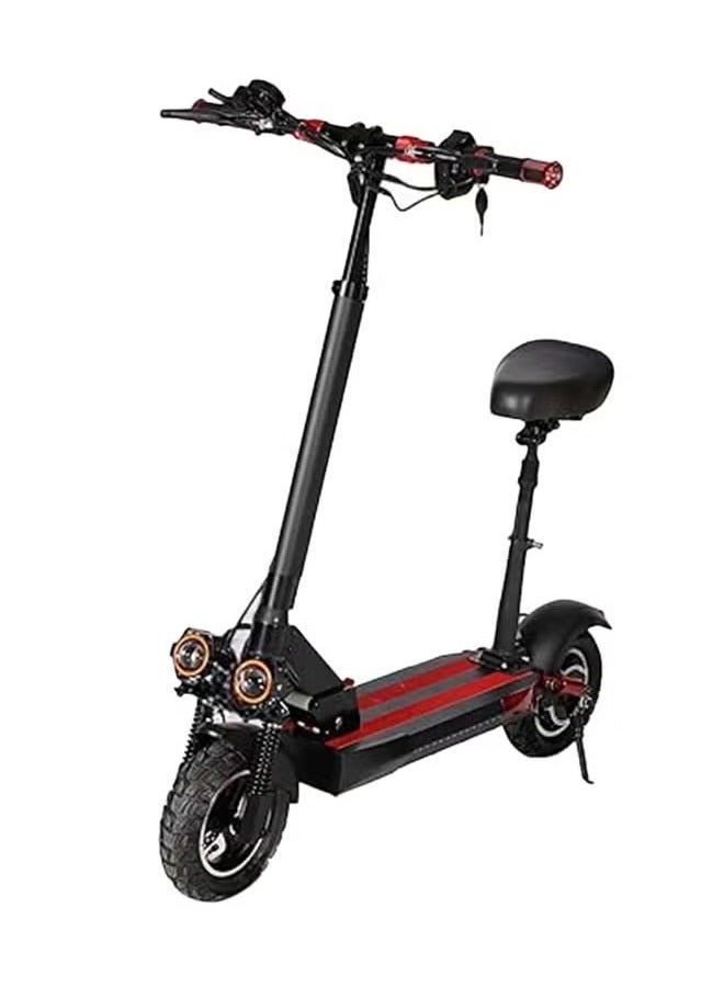 سكوتر دفع كهربائي V23, سرعة قصوى 57 كم/ساعة ونطاق 30 كم 48 فولت، تصميم قابل للطي ,10 انش للطرق الوعرة مع نظام تعليق، اسود واحمر، هيكل صلب - Image 1