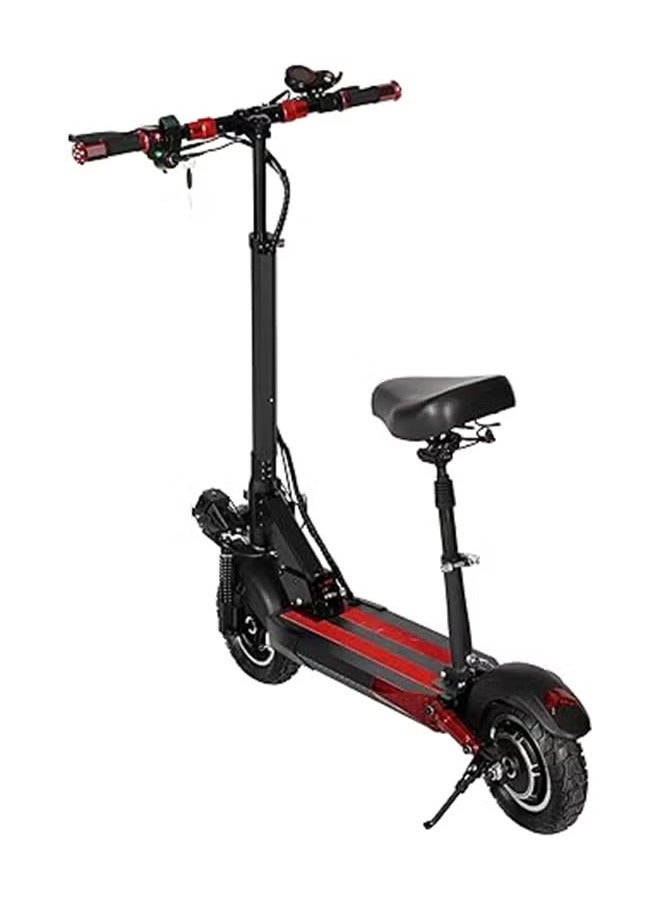سكوتر دفع كهربائي V23, سرعة قصوى 57 كم/ساعة ونطاق 30 كم 48 فولت، تصميم قابل للطي ,10 انش للطرق الوعرة مع نظام تعليق، اسود واحمر، هيكل صلب - Image 2