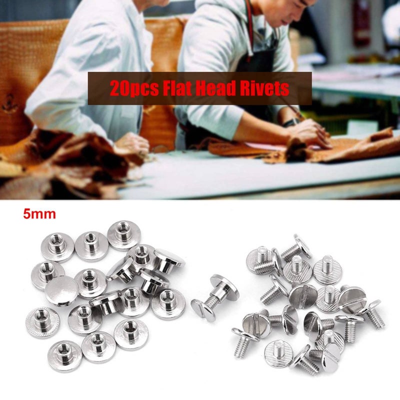 Brass Threaded Flat Head Screw Back Rivets Nails 8mm Leather Craft Repair Supplies 20PCS - Image 3