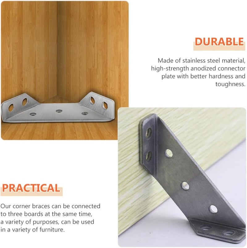 Stainless Steel Triangle Corner Braces Heavy Duty Angle Brackets 16 Sets With Screws - Image 3