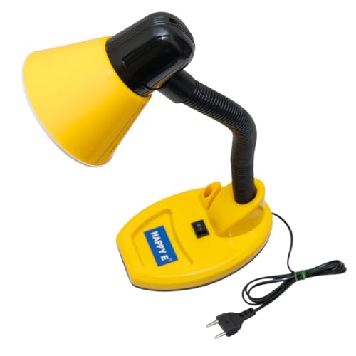 HAPPY E Plastic Table Lamp with Pen Holder, Study lamp for Students Flexible Gooseneck, On/Off Switch, B22 Bulb Holder, Yellow and Black (Blub not Included), Led - Image 2