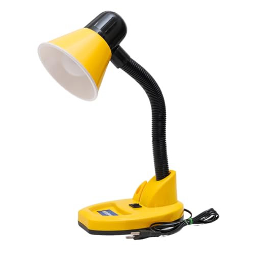 HAPPY E Plastic Table Lamp with Pen Holder, Study lamp for Students Flexible Gooseneck, On/Off Switch, B22 Bulb Holder, Yellow and Black (Blub not Included), Led - Image 1