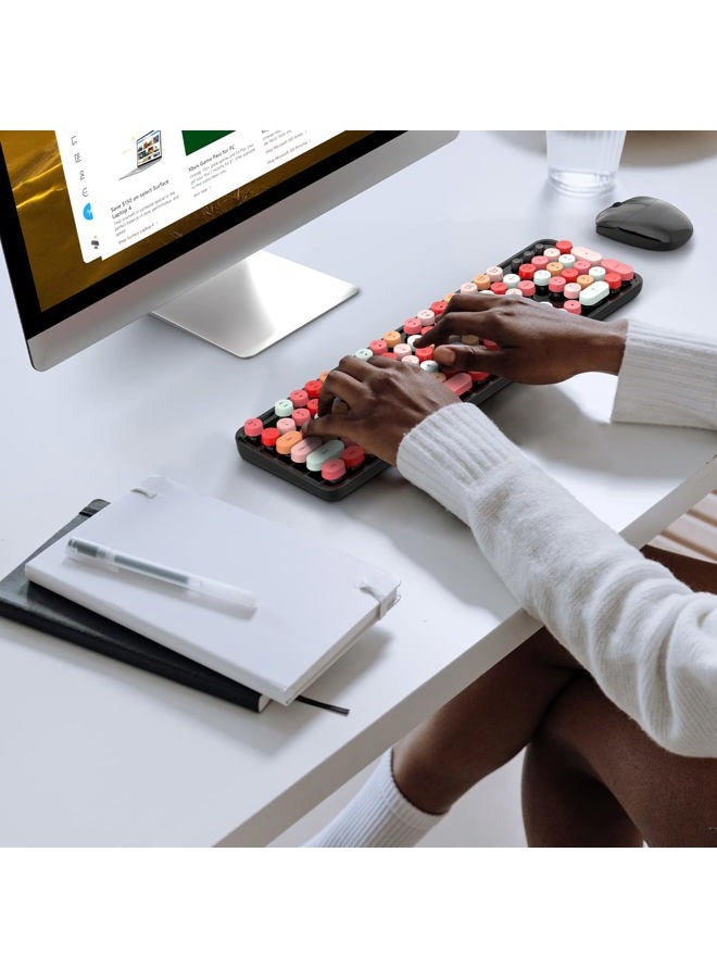 MOWUX Wireless Keyboard and Mouse Combo, Colorful Computer Full Size 2.4G Plug and Play Wireless Typewriter Keyboard and Mouse Set for Windows, Computer, Desktop, PC, Notebook (Black Colorful) - Image 3