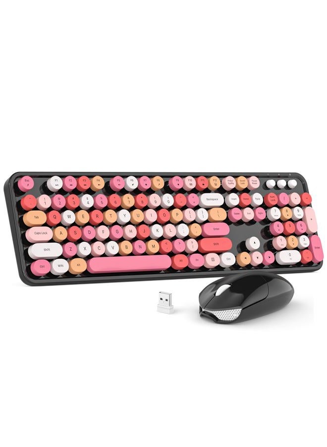 MOWUX Wireless Keyboard and Mouse Combo, Colorful Computer Full Size 2.4G Plug and Play Wireless Typewriter Keyboard and Mouse Set for Windows, Computer, Desktop, PC, Notebook (Black Colorful) - Image 1