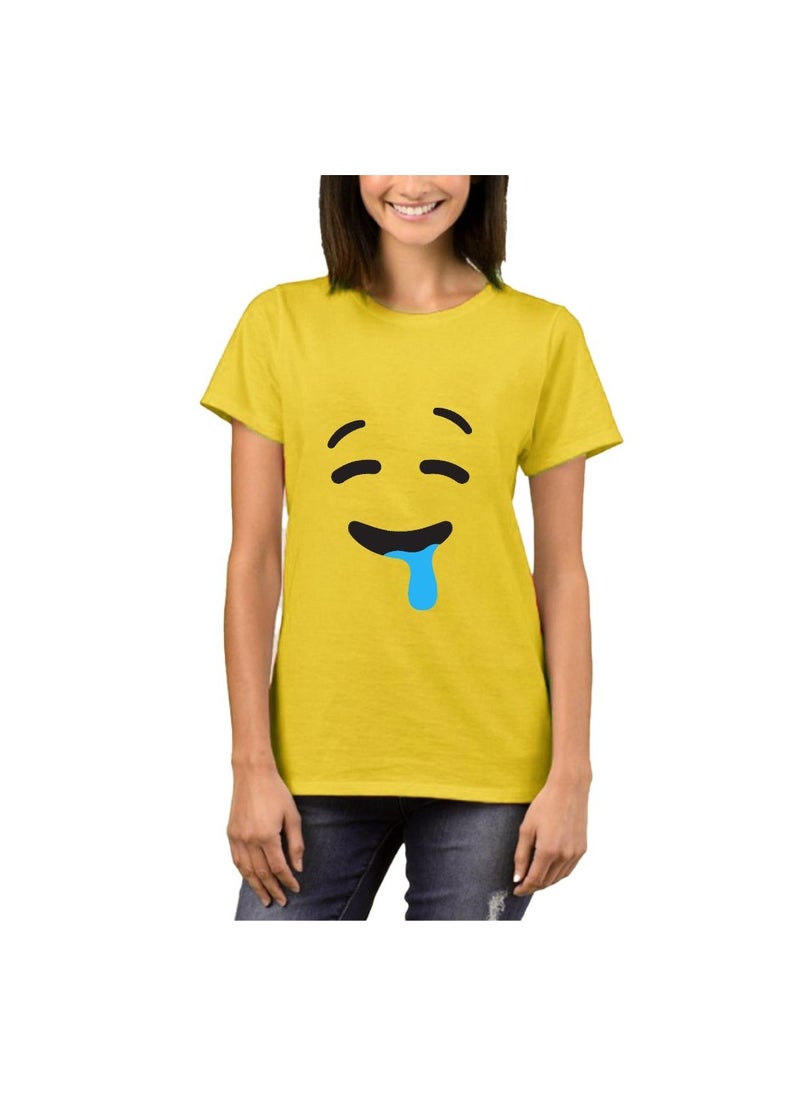 Generic - Adult Yellow Smiley Face T-Shirt Unisex Round Neck Short Sleeve Cotton T-Shirt-Soft And Comfortable Tshirt - Image 1