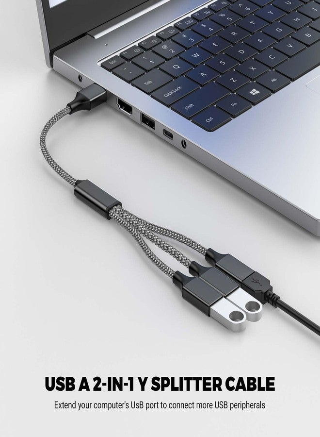 POHFP USB Y Splitter 1 in 3 Out (1Ft/30cm), USB Male to 3 Female Cable for PC/Laptop/MacBook/Keyboard/PS4/PS5/Flash Drive/LED Etc.(Black) - Image 2