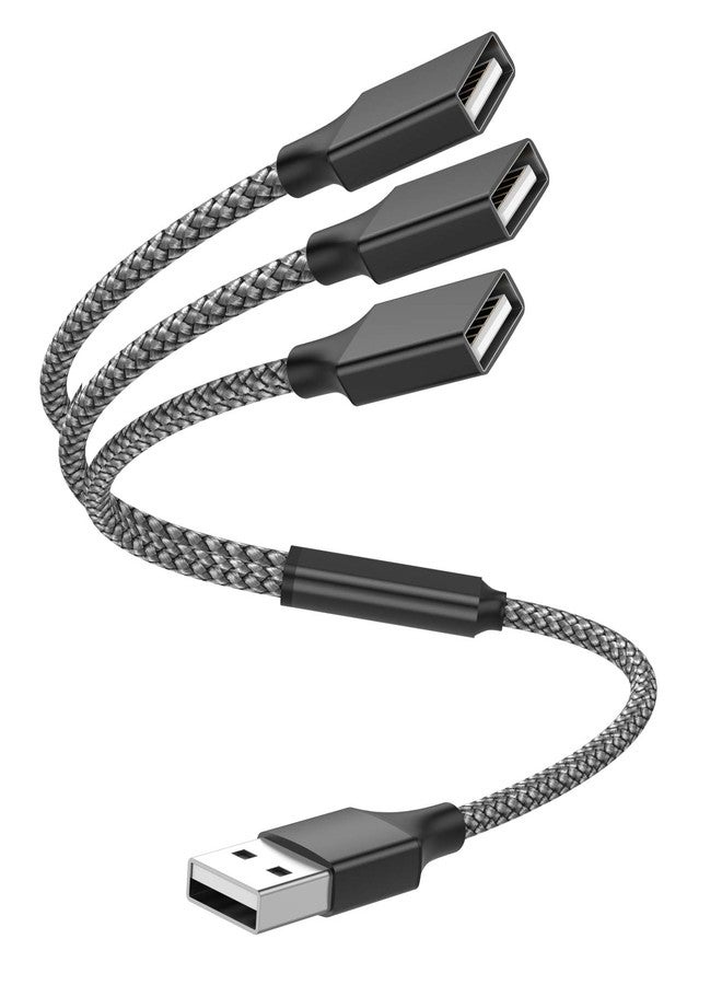 POHFP USB Y Splitter 1 in 3 Out (1Ft/30cm), USB Male to 3 Female Cable for PC/Laptop/MacBook/Keyboard/PS4/PS5/Flash Drive/LED Etc.(Black) - Image 1