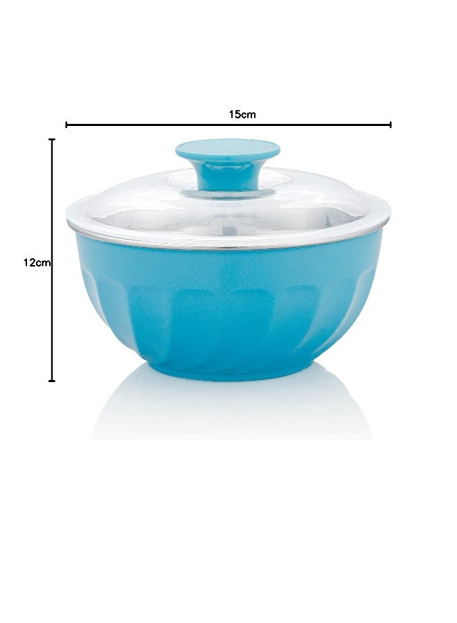 BLACKSTONE Mixing Bowl Outer Plastic With Inner Stainless Steel Mixing Bowl With Lid 1200ML  - Image 2