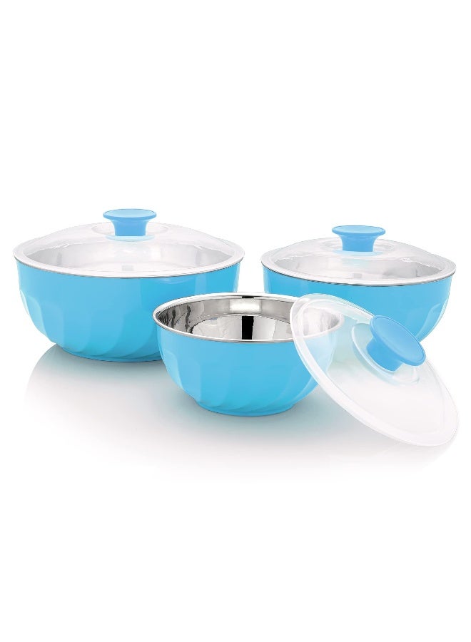 BLACKSTONE Mixing Bowl Outer Plastic With Inner Stainless Steel Mixing Bowl With Lid 1200ML  - Image 3