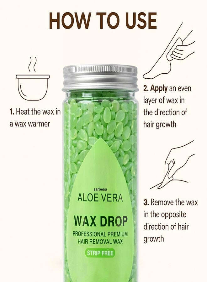 Sarbeau Bead Wax Drops for Hair Removal 300g | Professional Hard Wax Beans for Full Body, Bikini, Face & Underarms | Smooth Finish | Salon-Quality Bean Wax (Aloe Vera) - Image 2