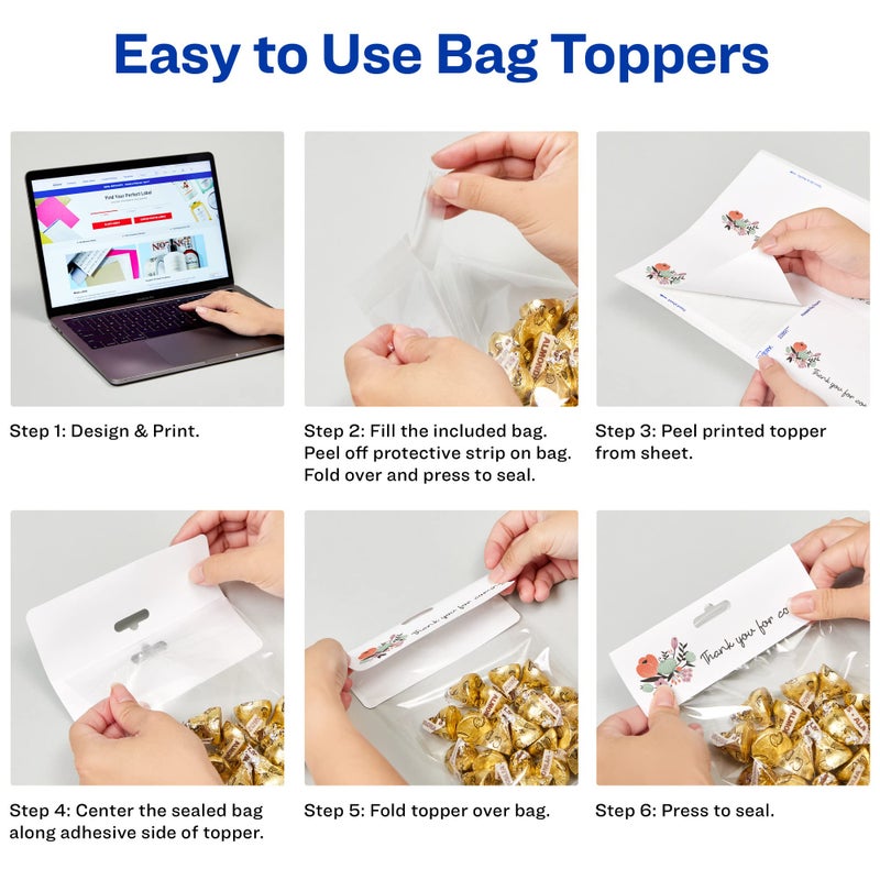 Avery Printable Bag Toppers for Laser & Inkjet Printers, Bags Included, 1.75" x 5", Pack of 40 (22801) - Image 4