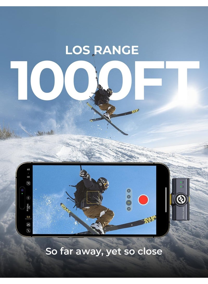Hollyland LARK M2 Wireless Microphone for iPhone, Android & Camera – 48KHz 24Bit Hi-Fi Audio, 1000ft Range, Noise Cancellation, 40H Battery for Vlogging & Streaming - Image 5