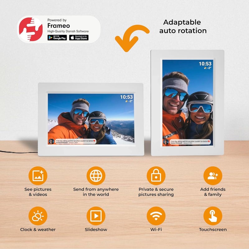 Denver Digital Photo Frame White 10.1 Inch with WiFi - Frameo Digital Photo Frame with Touchscreen & 16 GB Memory - Electric Photo Frame with App Control - USB & microSD - Image 3