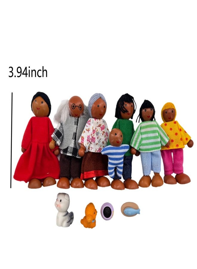 HYSTYLE 12 Pieces Wooden Dollhouse Family Set with Dog Cat Mini People Figures Dollhouse Dolls Wooden Doll Family Pretend Play Figures Accessories for Pretend Dollhouse (Style 3) - Image 2