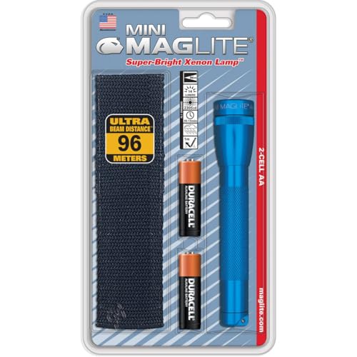 Maglite Mini Incandescent 2-Cell AA Flashlight with Holster, Blue - Image 3