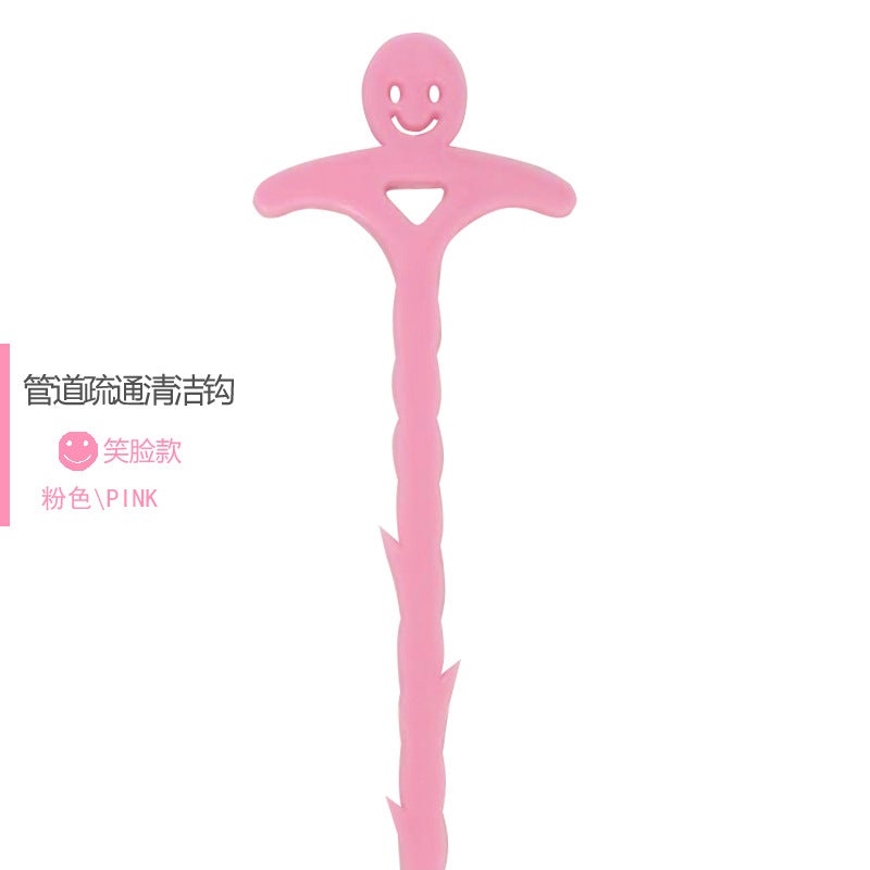D-Type Smiling Face Kitchen Pipe Dredge Hook Sewer Toilet Dredge Sink Anti-Blocking Cleaning Hook Dredge Strip - Image 1